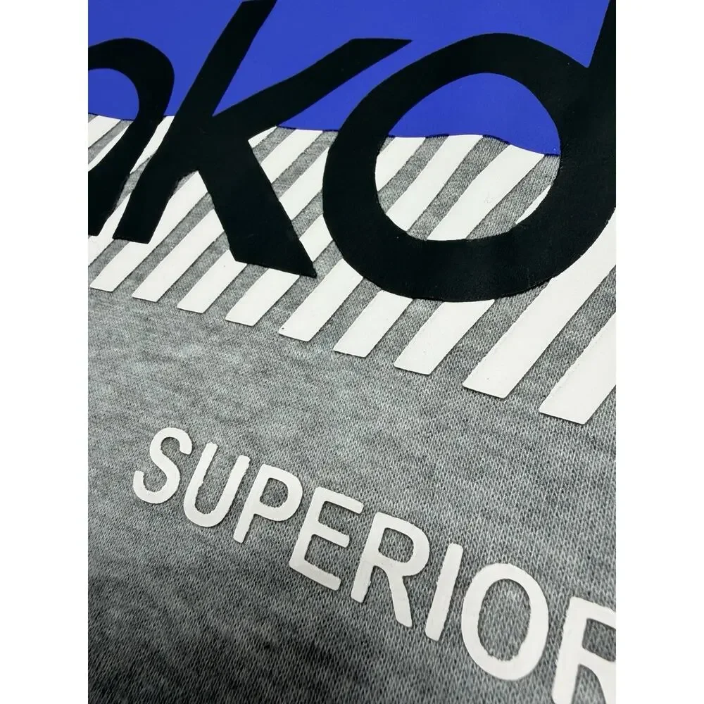 Akademiks Superior Goods Colorblock Big Man Hoodie 3XL Grey Black Blue Logo